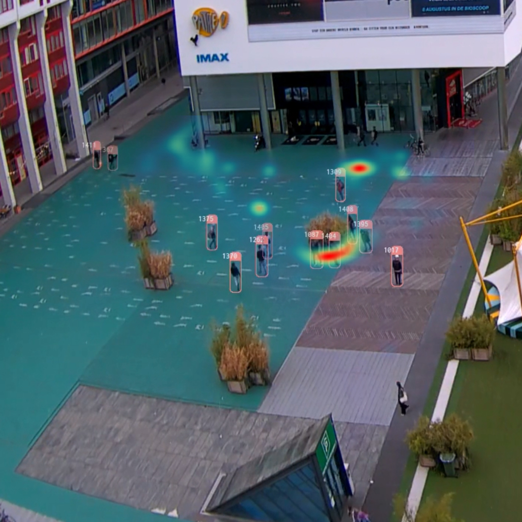‘Heat Map’ showing concentration of activity in the square in from of the cinema and along ‘invisible’ pathways.
